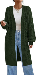 Long Sleeve Open Front Chunky Cardigan Sweater - Cozy Cable Knit