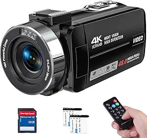 4K Ultra 48MP Camcorder with Night Vision and Digital Zoom