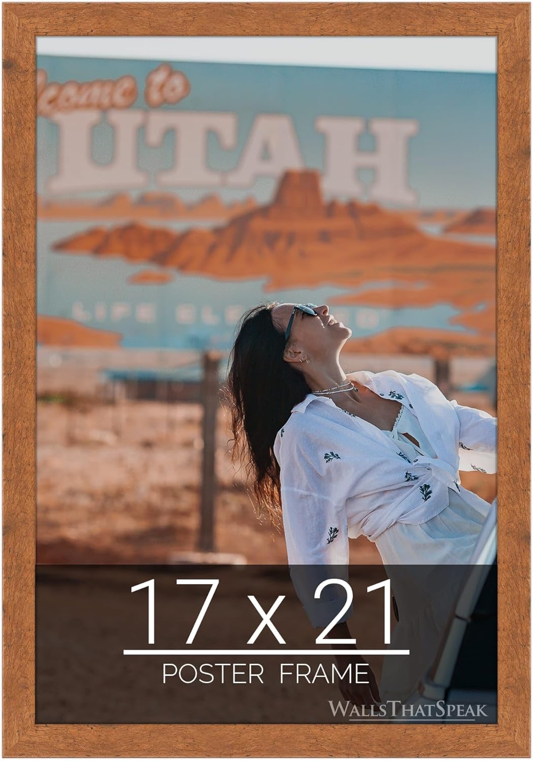 17x21 Light Walnut Rustic Pine Picture Frame for Artwork