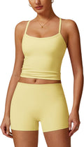 Women's 2-Piece High Waisted Biker Shorts Workout Set - Supportive Fit