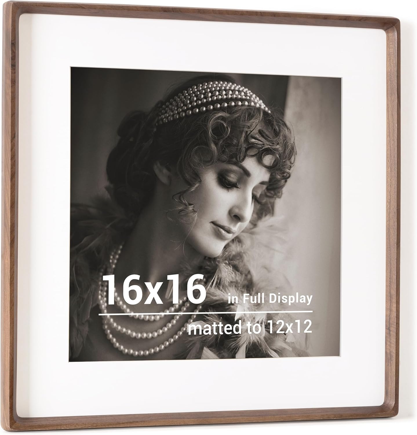 16x16 Picture Frame in USA-Sourced Walnut Wood for Photos