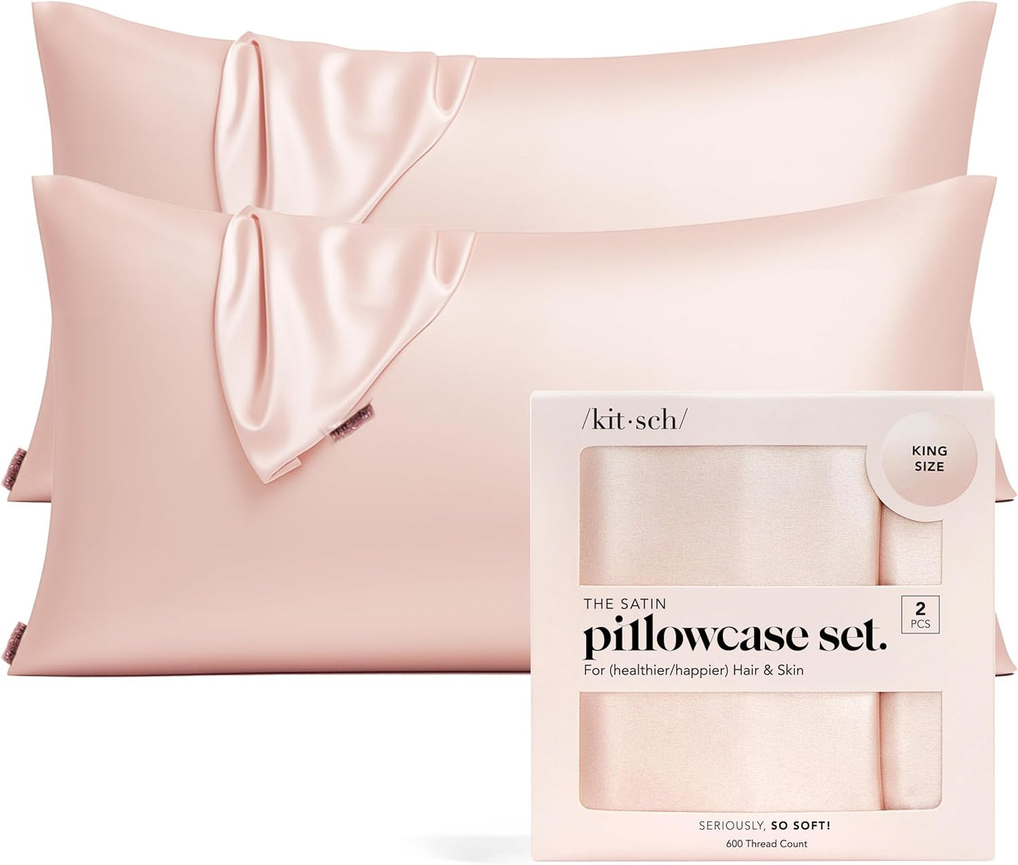 Kitsch Satin Pillowcase Set of 2 for Hair and Skin Care