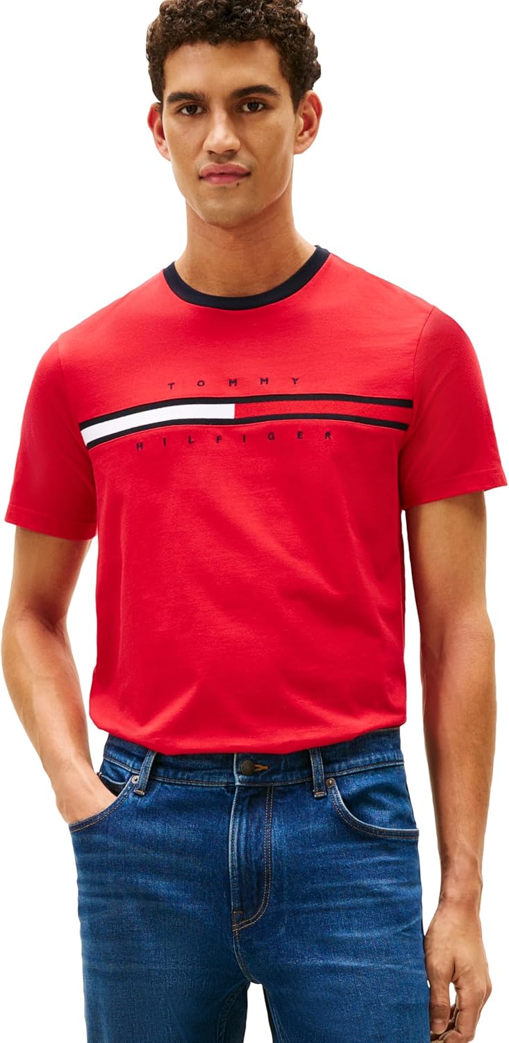 Men's Short Sleeve Graphic Stripe T-shirt in Soft Cotton