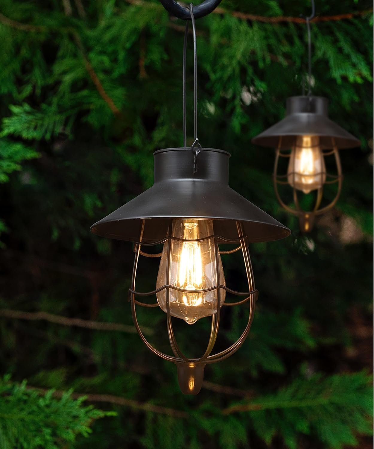 YAKii Solar Lantern 2 Pack Waterproof Outdoor Metal Lamp Decor