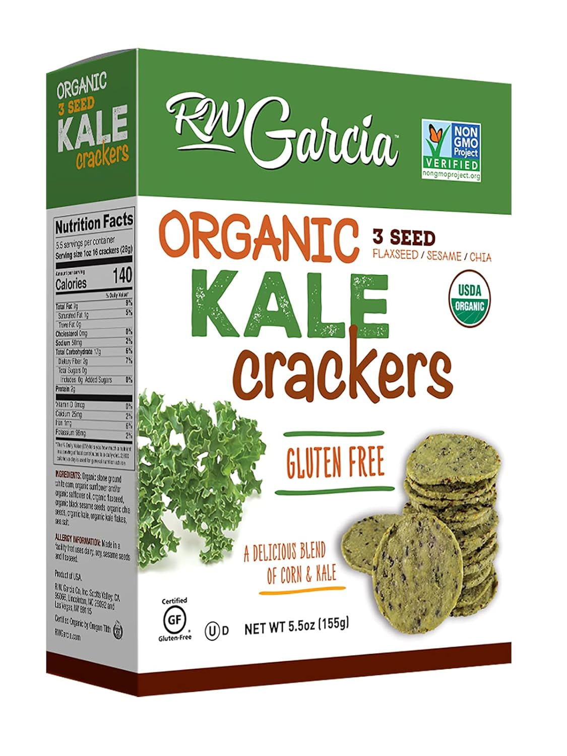 RW Garcia Organic Kale Crackers - Gluten Free Snack Delight