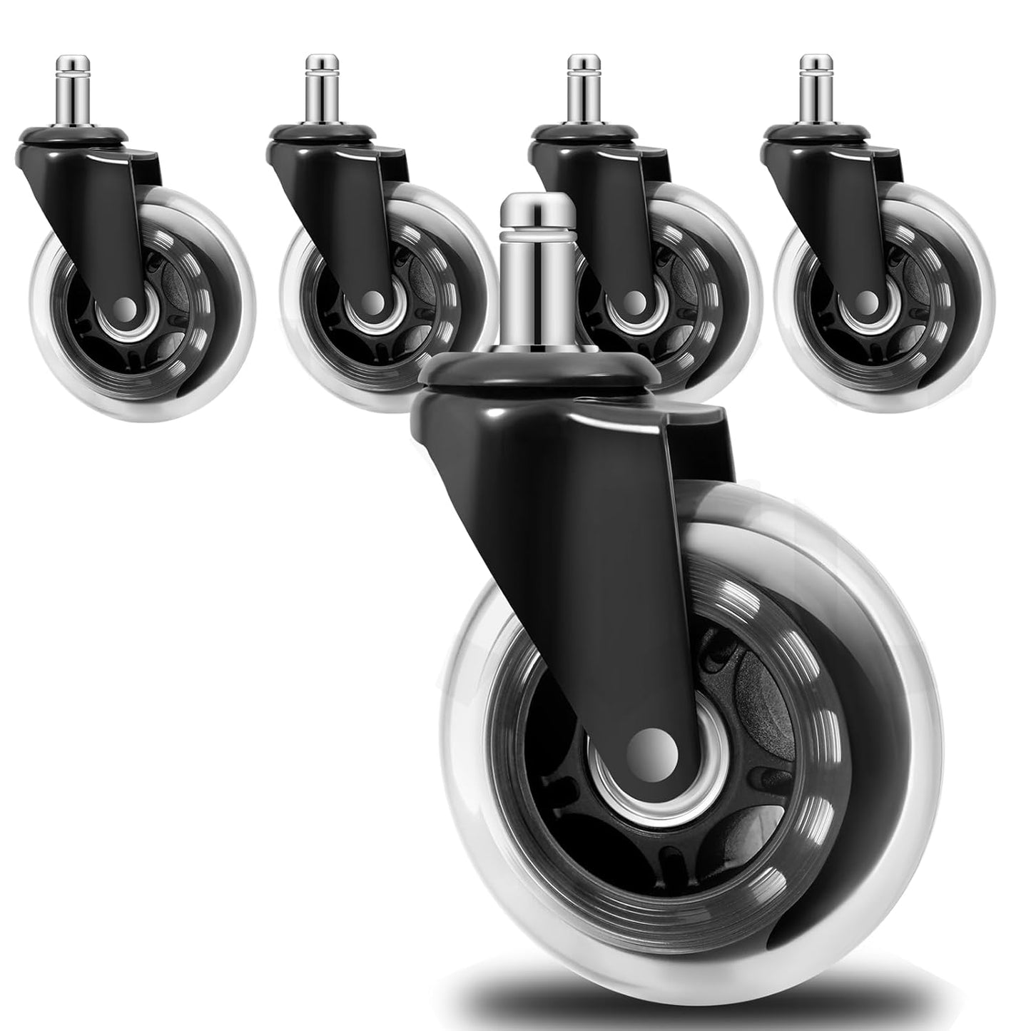 TEYUN 3 Rubber Chair Casters - Smooth & Quiet Roll, Easy Install