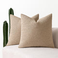 24x24 Boucle Throw Pillow Covers Set of 2 - Neutral Khaki Accent
