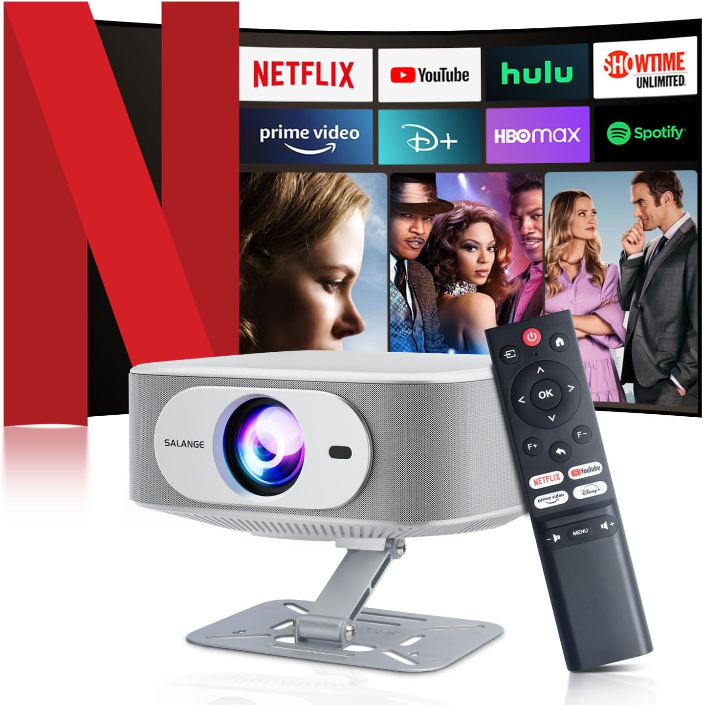 Salange 4K Wifi Bluetooth Projector - Ultimate Outdoor Entertainment!