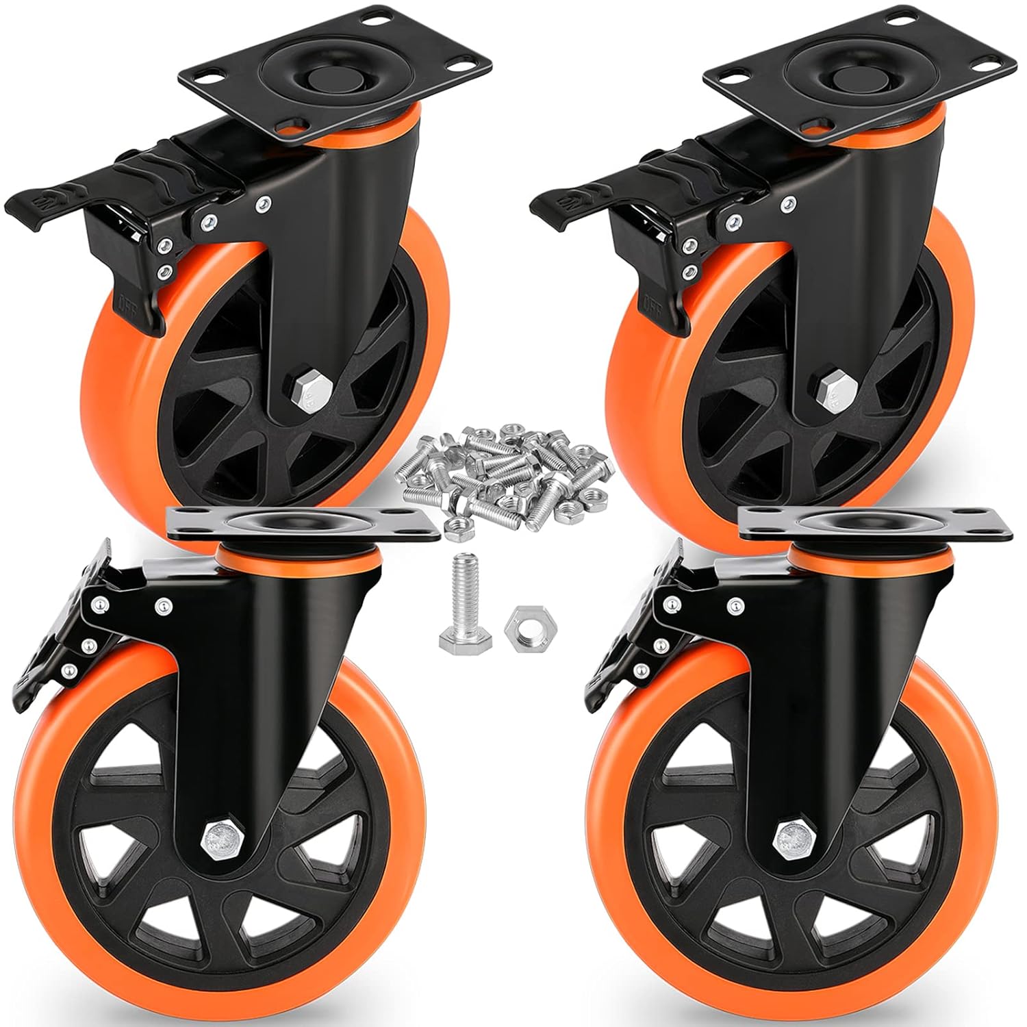6 Inch Heavy Duty Caster Wheels with Dual Locking Safety Features