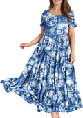 Yesno Women Casual Loose Bohemian Floral Maxi Dress - Light Summer