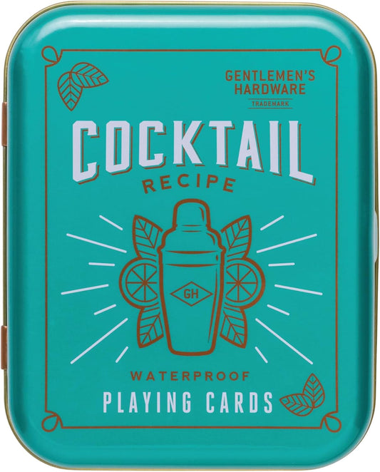 Waterproof Poker Cards in Tin, 52-Cards, Cocktail Recipes