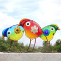 Bird Garden Decor for Outside Glass & Metal Yard Art Decorations