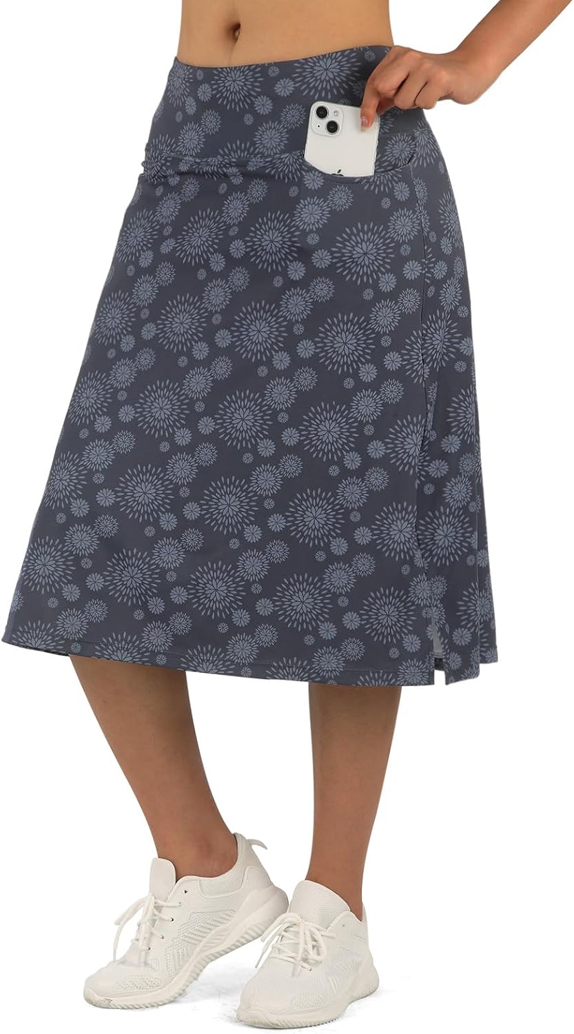 Women's Midi Length Skorts with 3 Pockets for Activewear