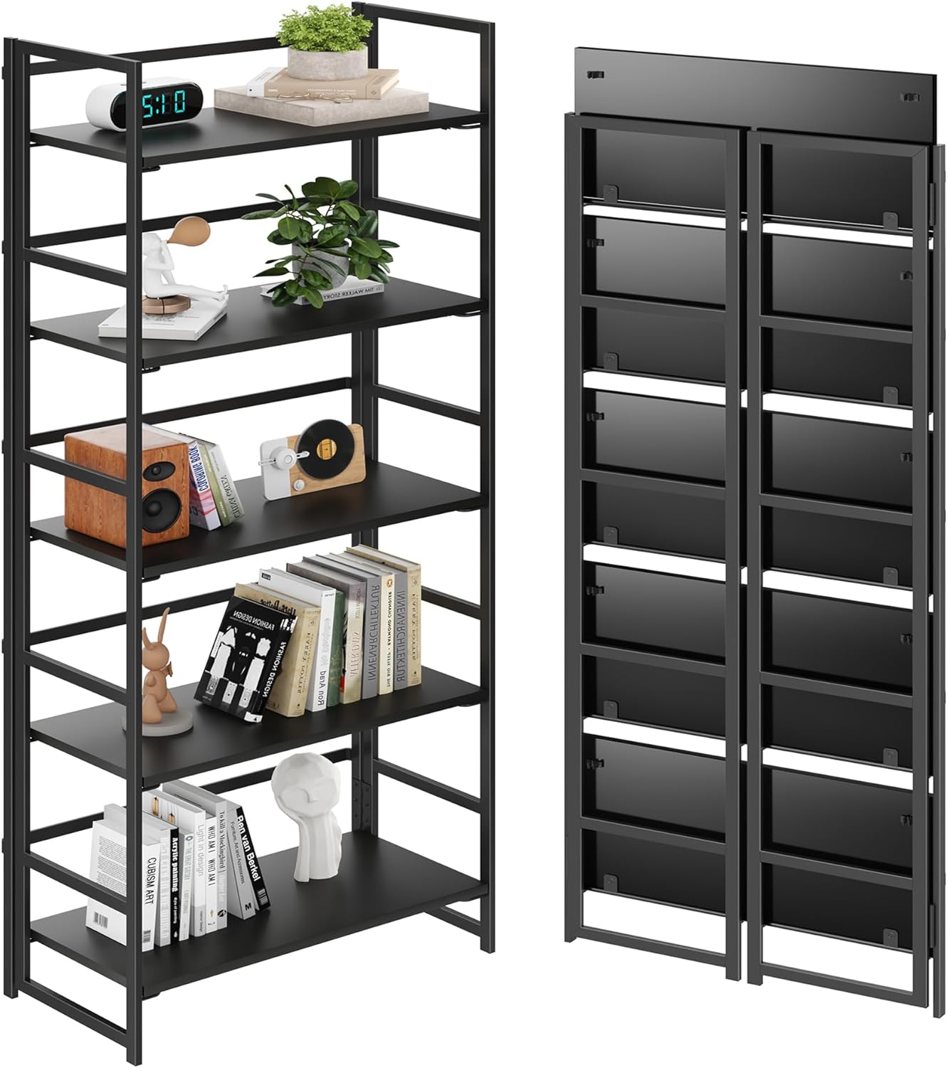 BHG Vintage Multifunctional Folding Bookshelf for Home Office
