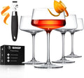 Martini Glasses Lead-Free Crystal Coupe Set of 4 - Hand-Blown 9 Oz
