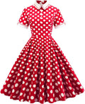 Women's 1950s Polka Dot Swing Dress with Peter Pan Collar - Retro