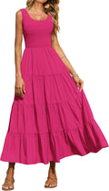 PRETTYGARDEN Women's Casual Smocked Tank Tiered Maxi Dress runs