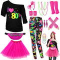 WlLDPARTY 80s Outfit Women Costume Accessories Set - Complete Party