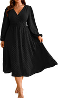 Plus Size Fall Wedding Guest Wrap V Neck Maxi Dress - Boho Swing