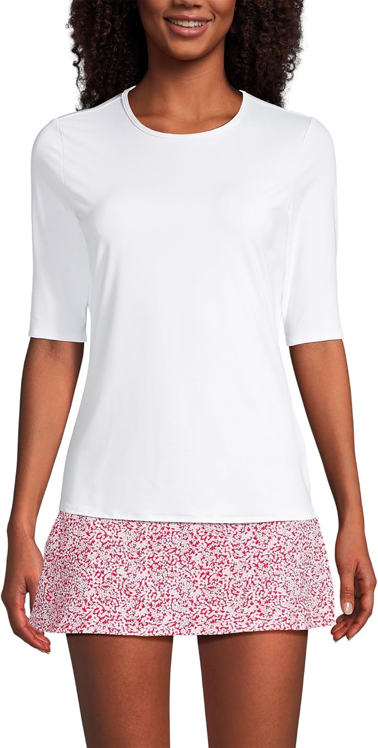 Lands' End Women's Sunshade UPF 50 Elbow Sleeve Rash Guard