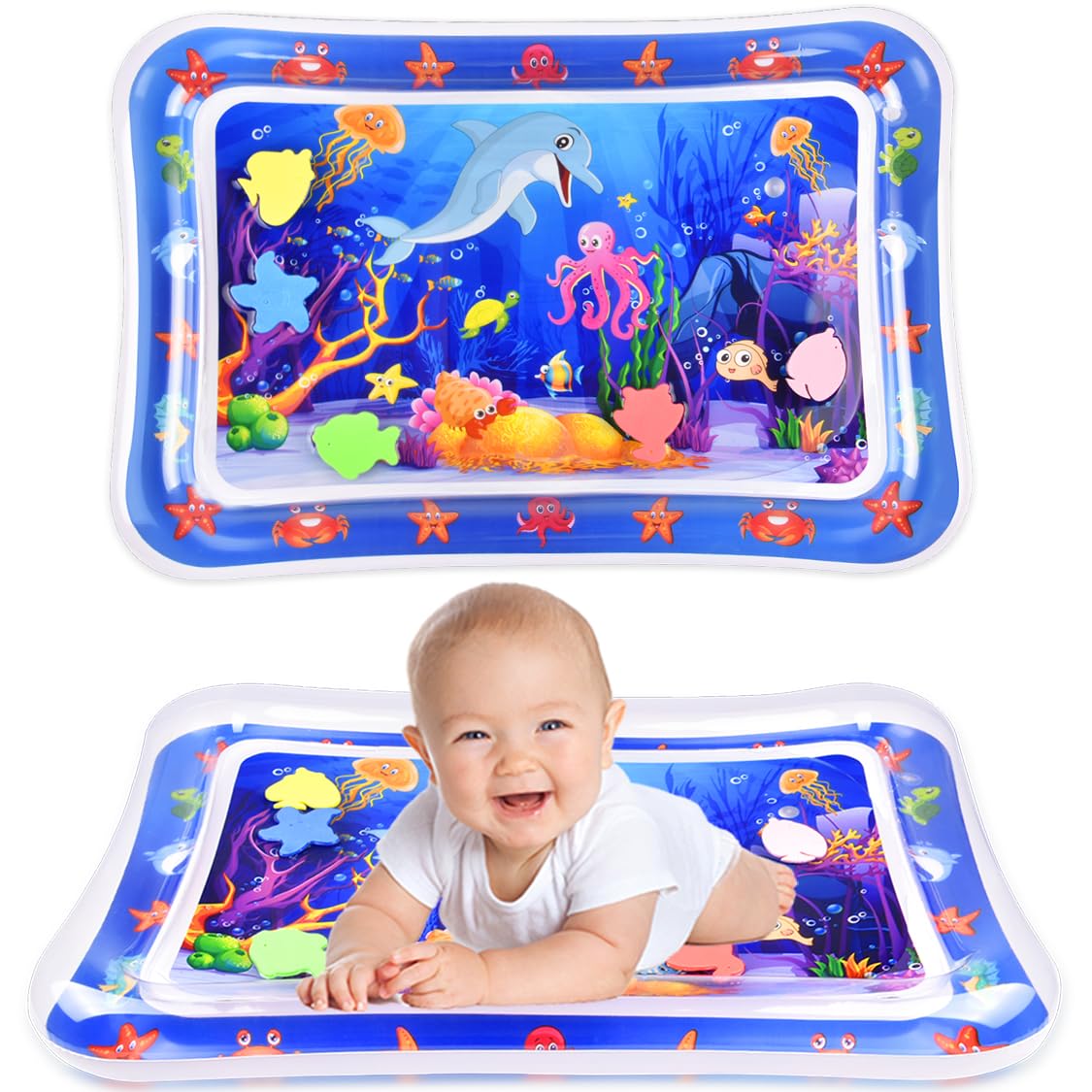 Inflatable Baby Water Mat for Early Tummy Time ~ Active & Fun Learning