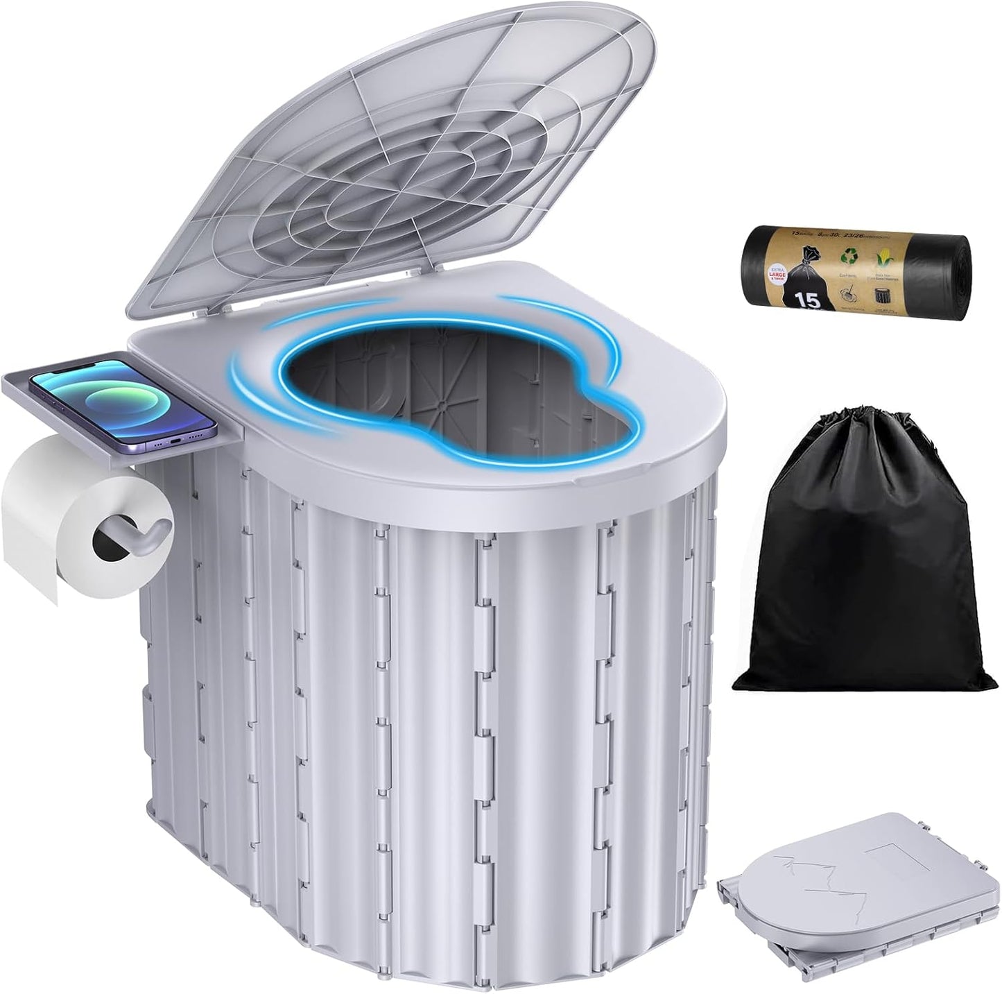 Portable Toilet for Camping - Upgraded 15ft' Design for Comfort