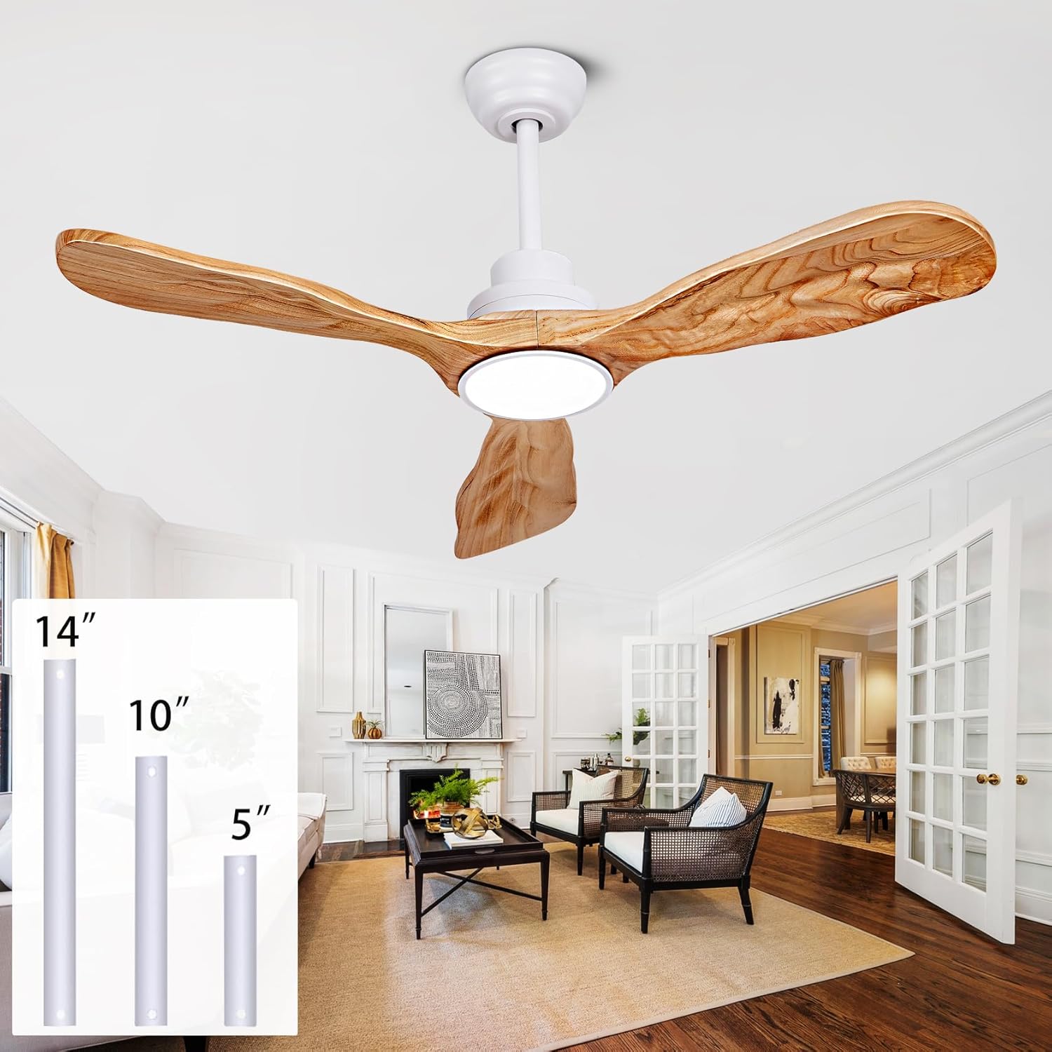 Unique 42 Inch Wood Ceiling Fan with Lights and Remote Control