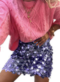 Miduo Womens Sequin Skirt High Waist Stretchy Bodycon Mini