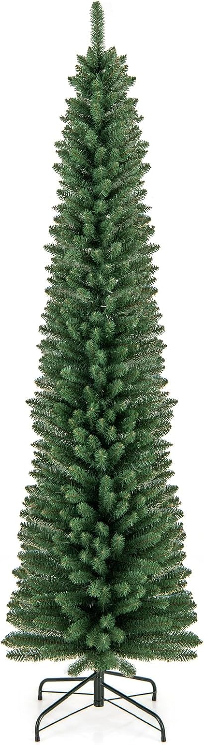 Goplus 7ft Slim Pencil Christmas Tree for Small Spaces