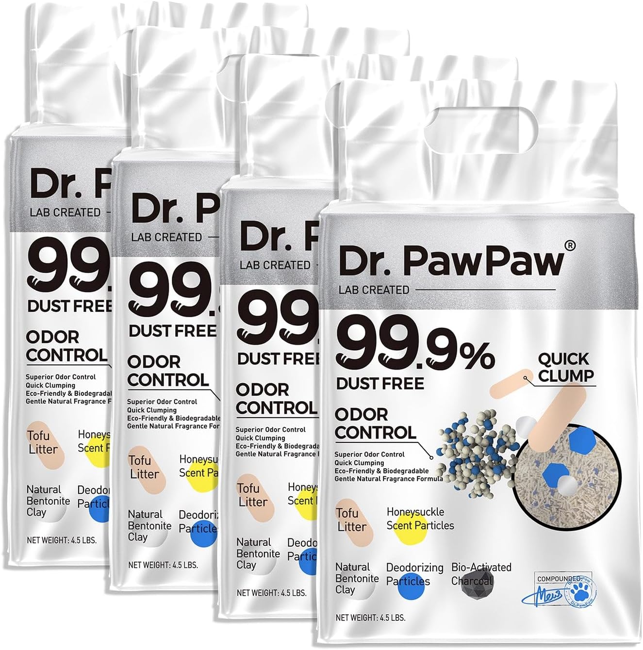 Dr. PawPaw Tofu Cat Litter with Honeysuckle Scent, 4 Pack