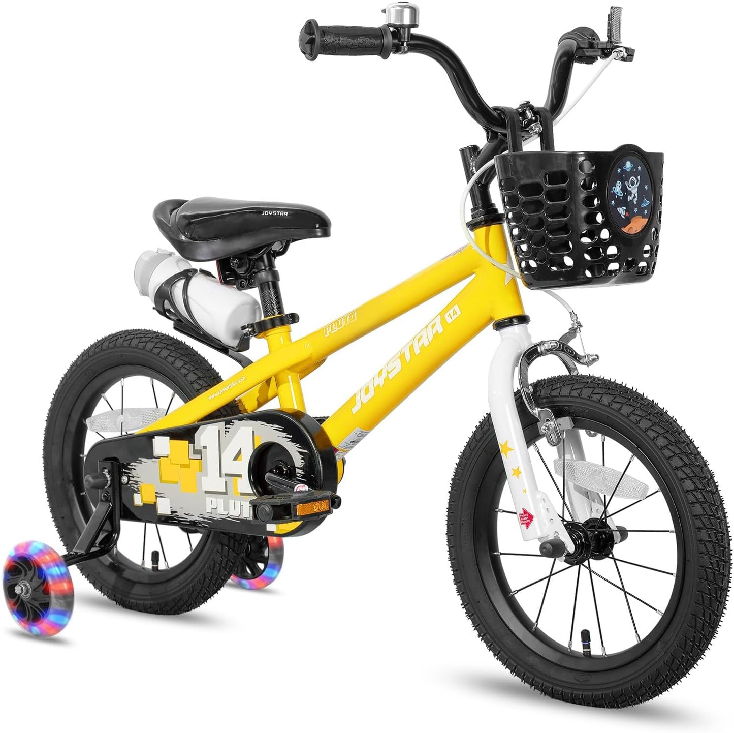 JOYSTAR Pluto Kids Bike with Light Up Training Wheels for Ages 3-12