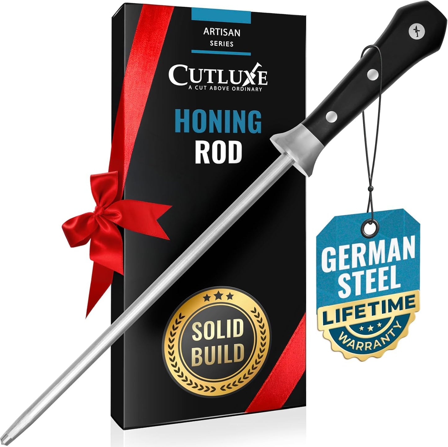 Cutluxe 10-Inch Honing Rod for Effortless Knife Sharpening