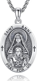 ADMETUS Saint Anne 925 Sterling Silver Medal Necklace - Protective