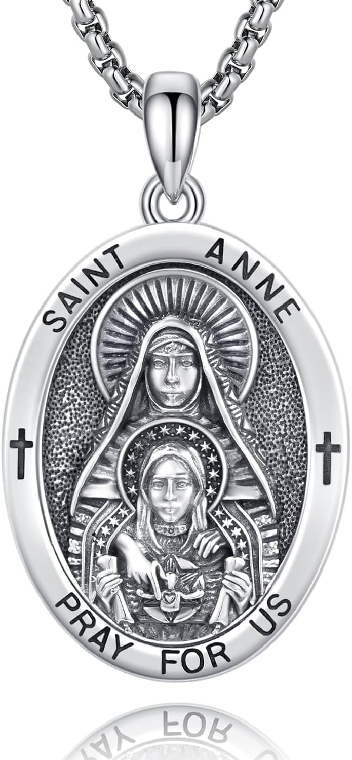 925 Sterling Silver Patron Saint Medals Amulet Necklace for Men