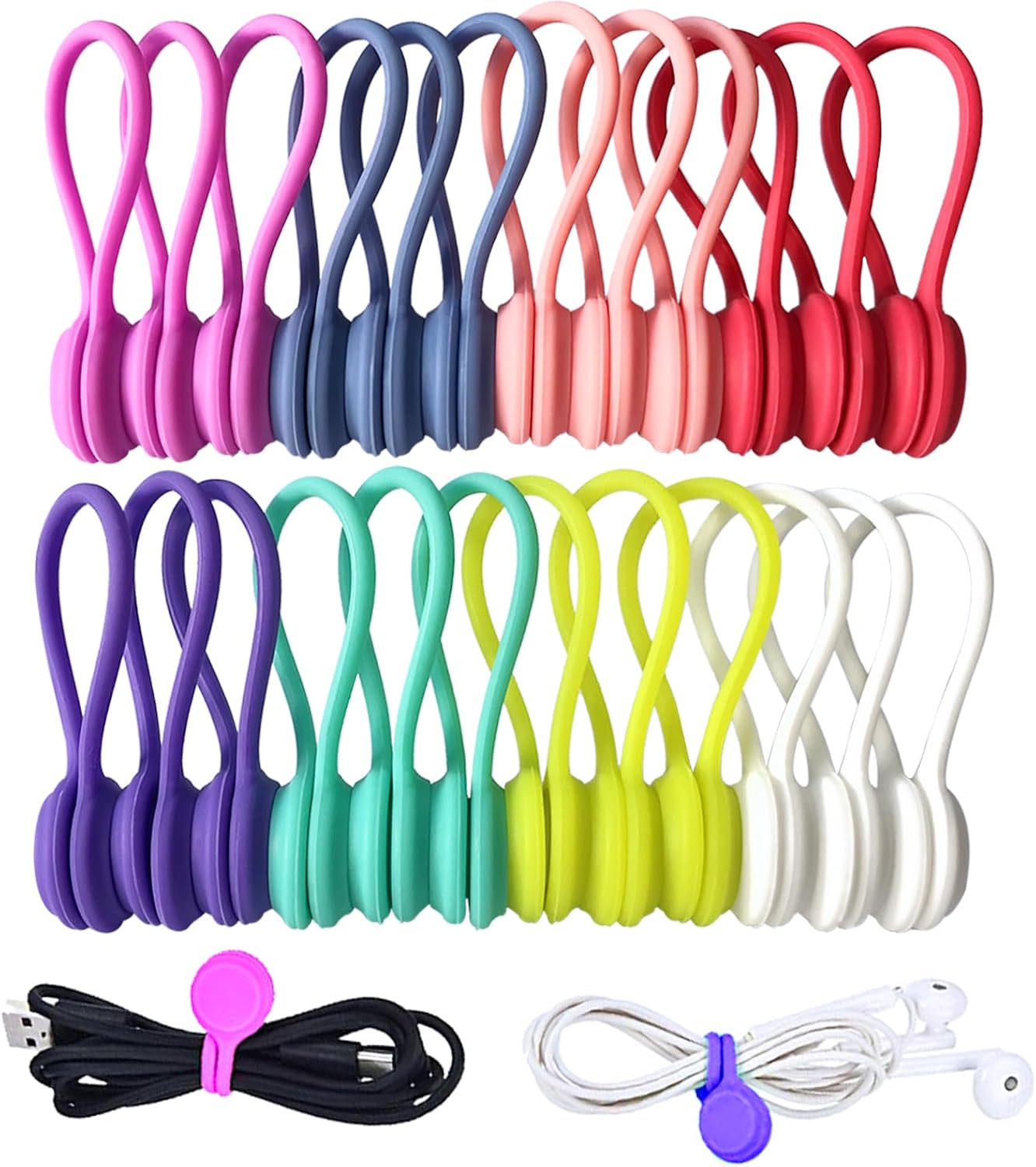 Strong Magnetic Cord Organizers - Motiloo 24 Pack