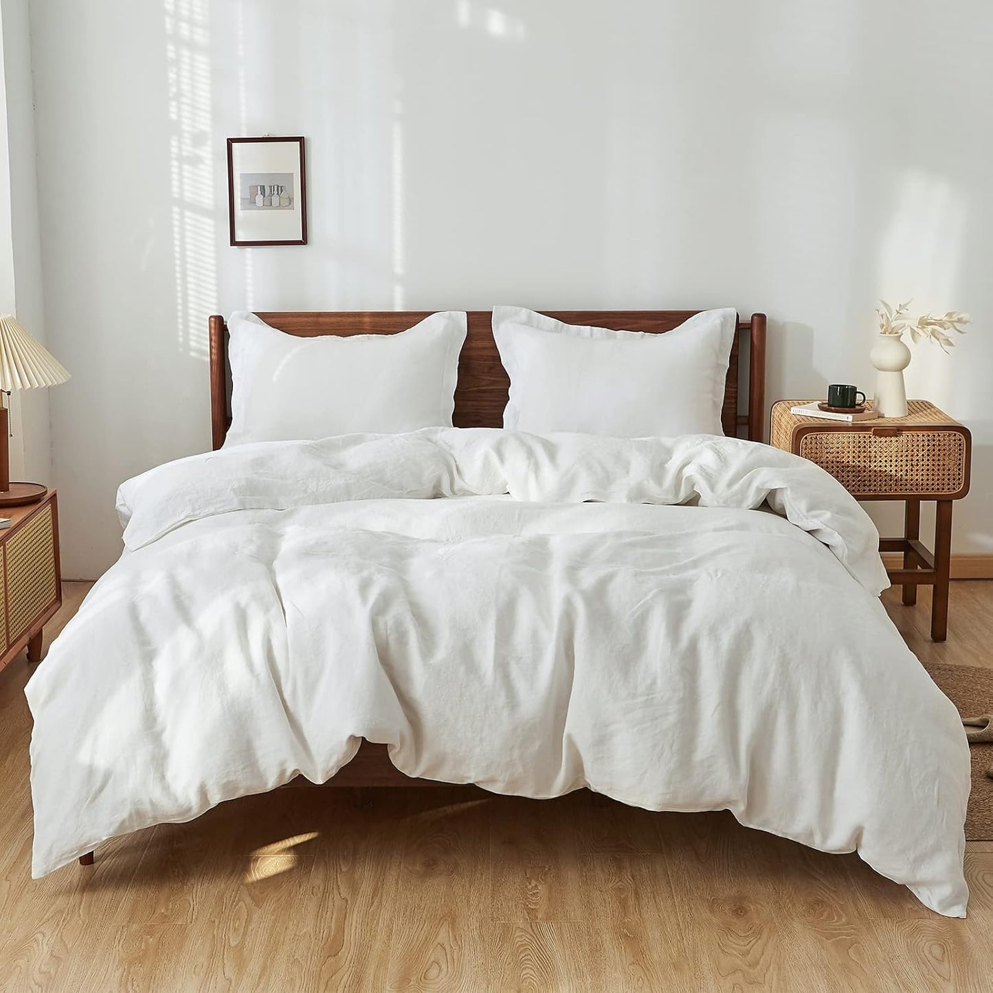 100% Linen Duvet Cover Set for a Cozy Farmhouse Bedroom