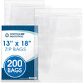 13 x 18 Reclosable Zip Plastic Poly Bags (200 Count) - Large Sealable