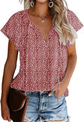 BIOHANBLE Womens Summer Cute Floral Ruffle V Neck Tops Blouses