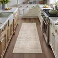 2x6 Washable Beige Runner Rug Vintage Distressed Non-Slip - Soft Low
