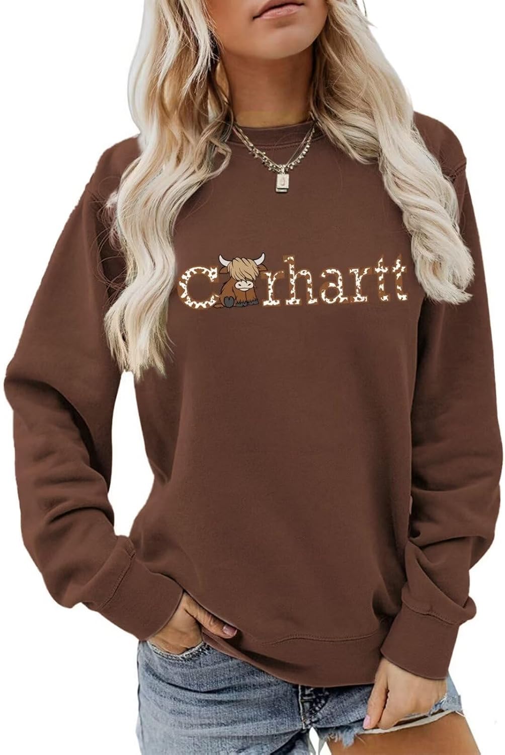 Cute Highland Cow Christmas Sweatshirt for Women