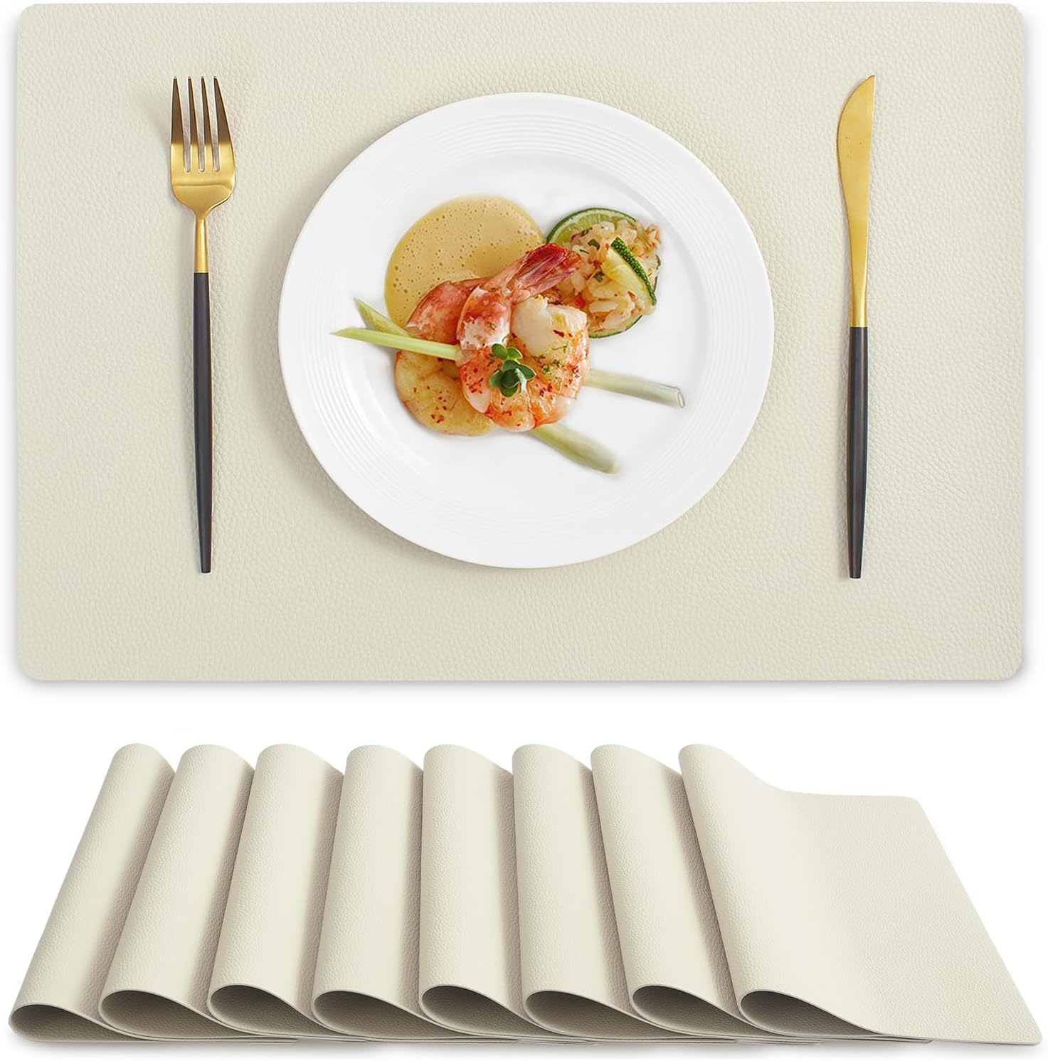 MOSAYT Vinyl Placemats Set of 8 - Heat Resistant & Waterproof