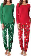 Ekouaer 2 Pack Womens Pajamas Set Long Sleeve and Jogger Pants - Cozy