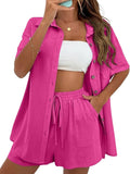 Linen Short Sets for Women Short Sleeve Top & Shorts - Summer Two