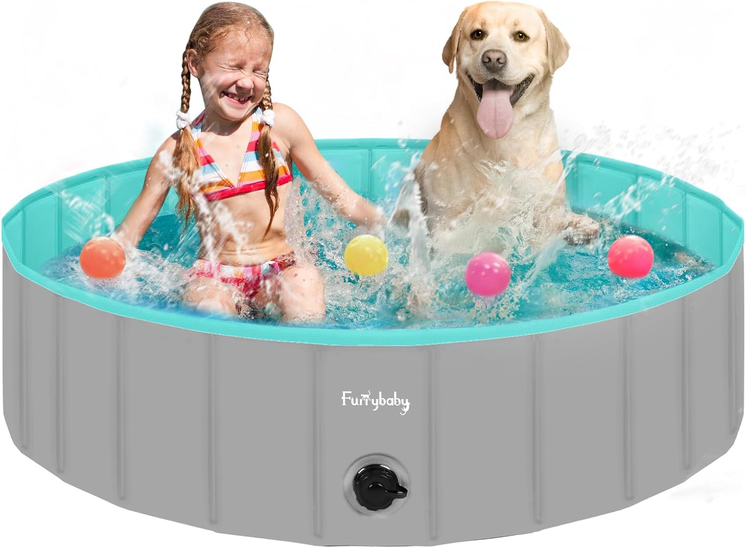 Furrybaby Dog Pool for Large Dogs - Portable Wading Pool
