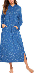 Ekouaer Hooded Cotton Nightgown - Warm Long Sleeve Loungewear