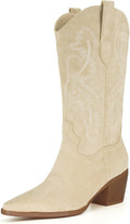 Cowgirl Boots Women Knee High Pointed Toe Block Heel - Versatile tall