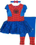 Marvel Spider-Man Tulle Cosplay Dress Leggings and Headband - Kids