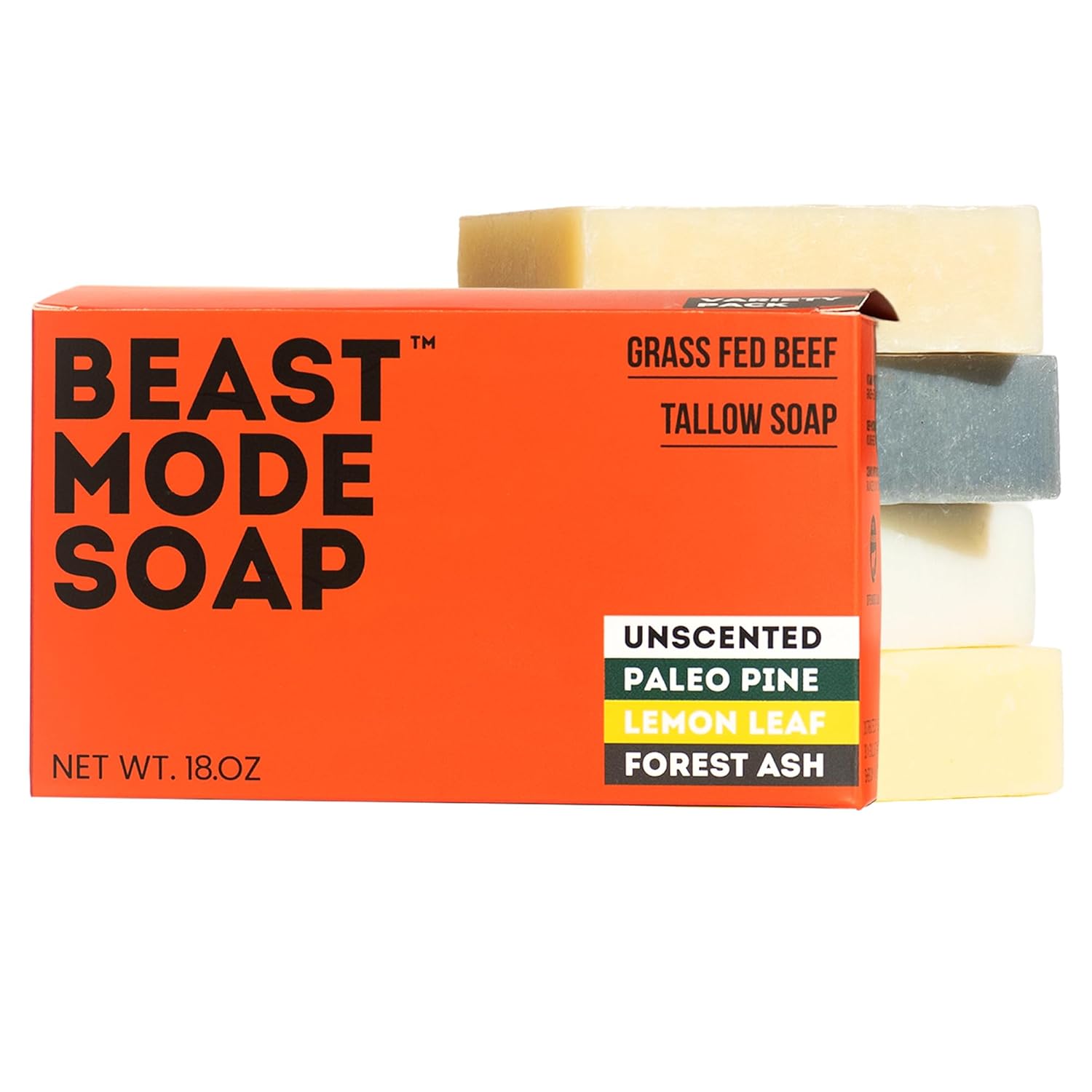 Beast Mode Soap for Men: 4-Bar Natural Tallow Soap Set