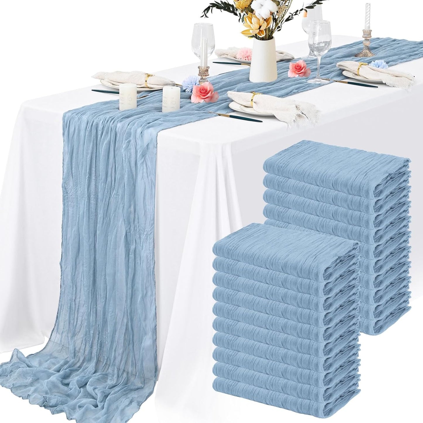 20 Packs Cheesecloth Table Runner for Rustic Wedding Decor