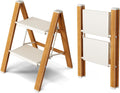 2 Step Aluminum Step Ladder White Woodgrain - 330 lb Capacity